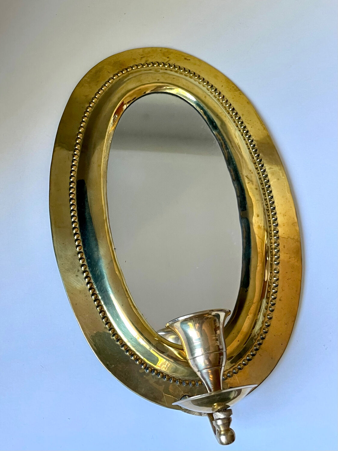 Vintage  Brass Wall mirrored Candle Sconce