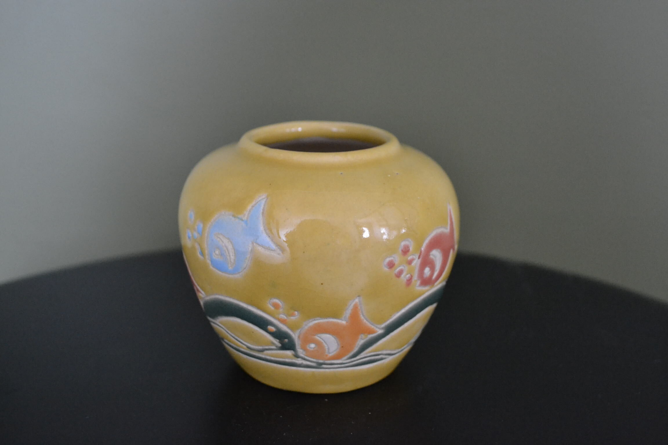 Small yellow fish vase