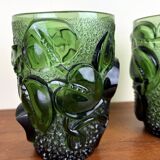 Pair of pressed glass vases - molded art deco period circa 1930