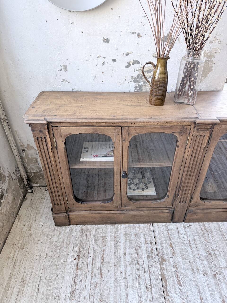 Enfilade display cabinet, solid oak, 1920.