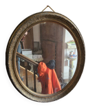 Antique oval mirror – Carved and gilded wooden frame – Napoleon III period