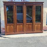 4-door bookcase in solid walnut circa 1880