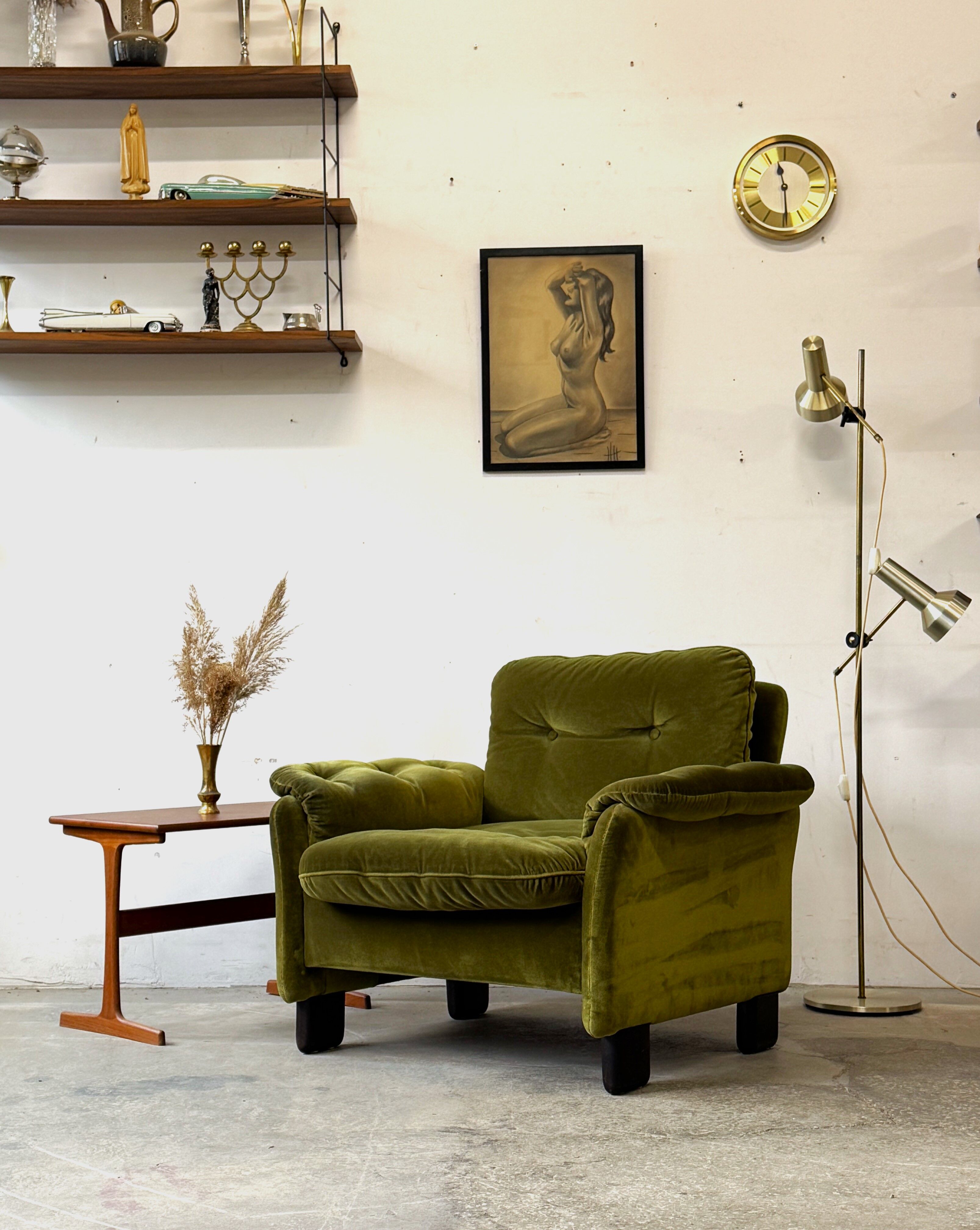 Velvet Armchair, Denmark 1960s, Mid-C, Vintage