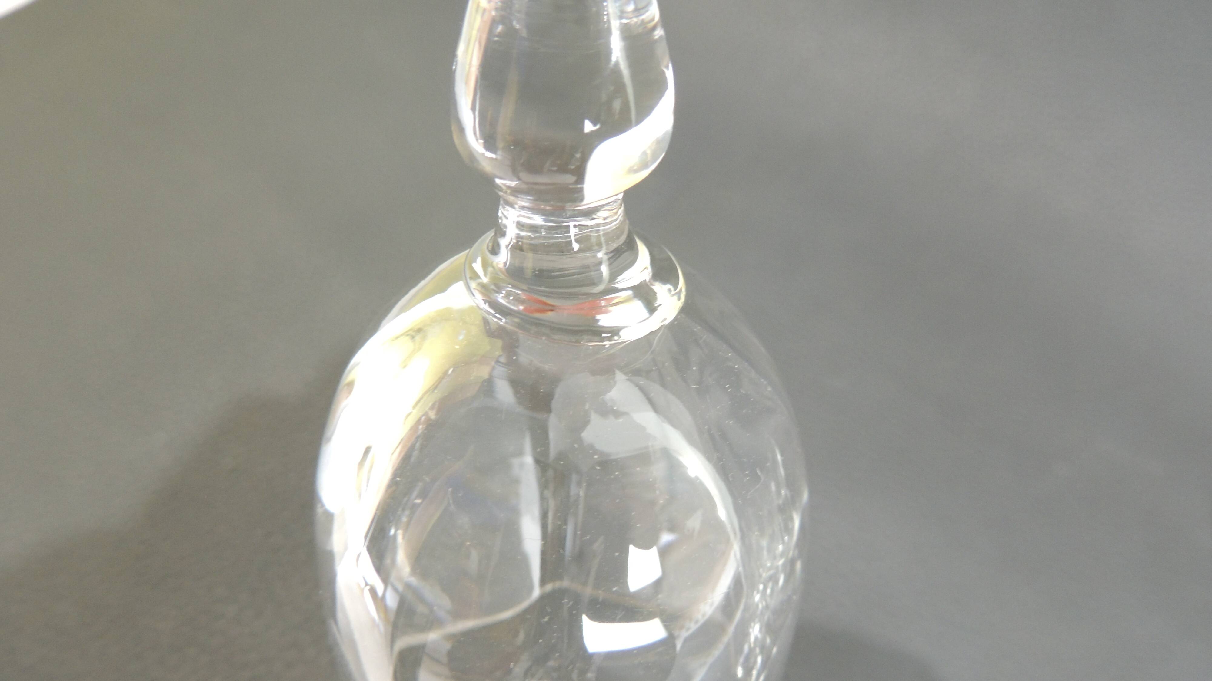 Set of nine engraved crystal liquor glasses, emma model. early 20th century/vintage/thouvenin vierzon