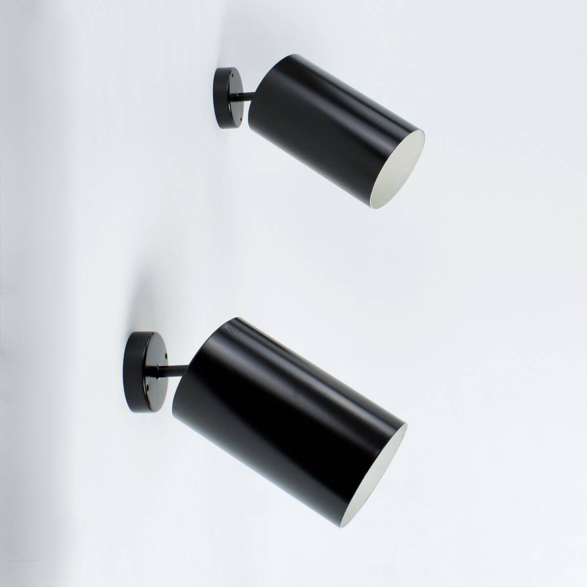 Black metal wall or ceiling lights, vintage 1950, Parscot, pipe spots.