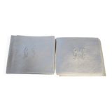 12 large antique damask table napkins, monogrammed