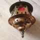 Suspension lantern in moucharabieh brass, colored windows