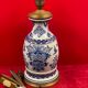 Vintage lamp in blue and white earthenware