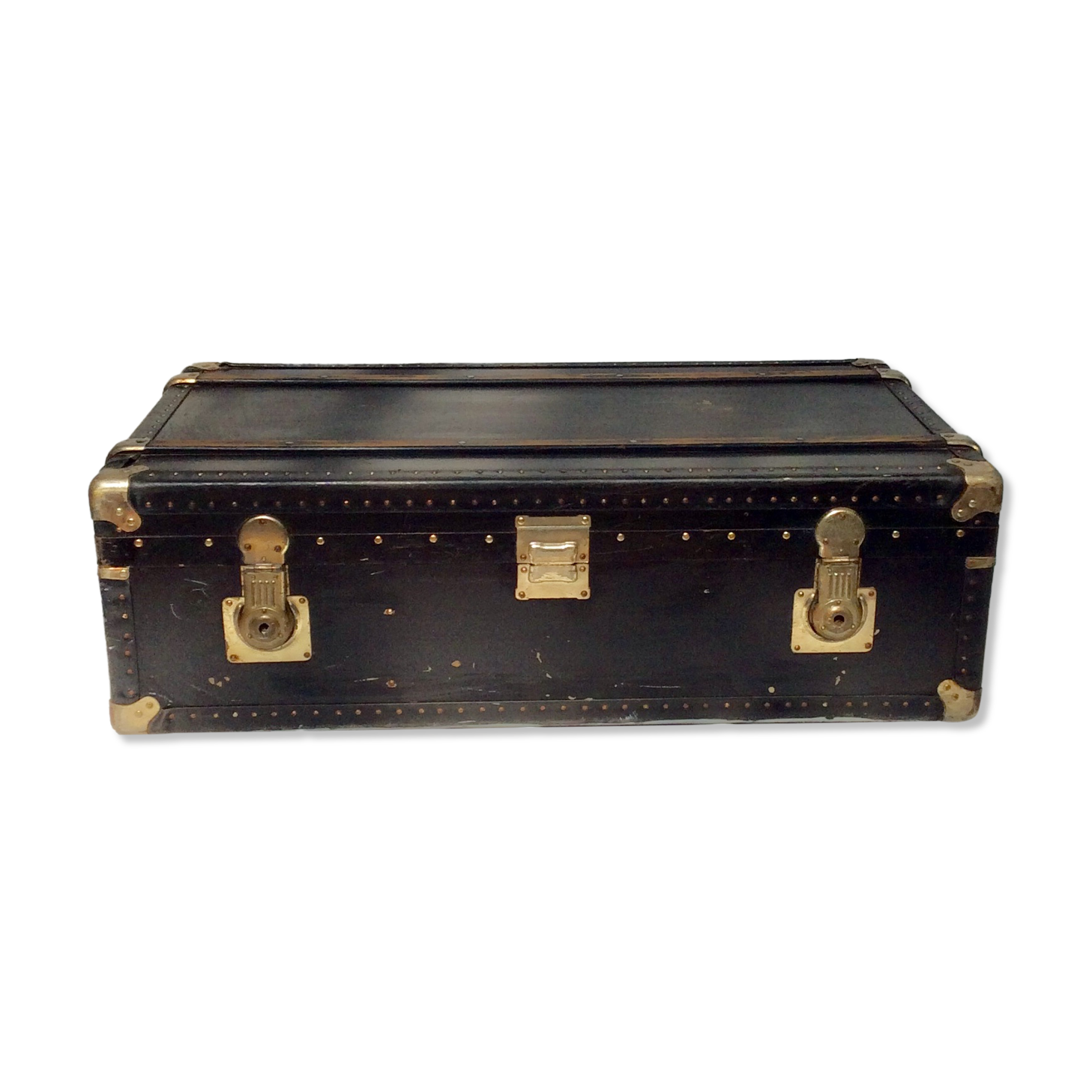 Old wooden and leather trunk