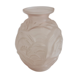 Vase ball art deco glass molded pink