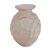 Art Deco round vase, moulded pink glass