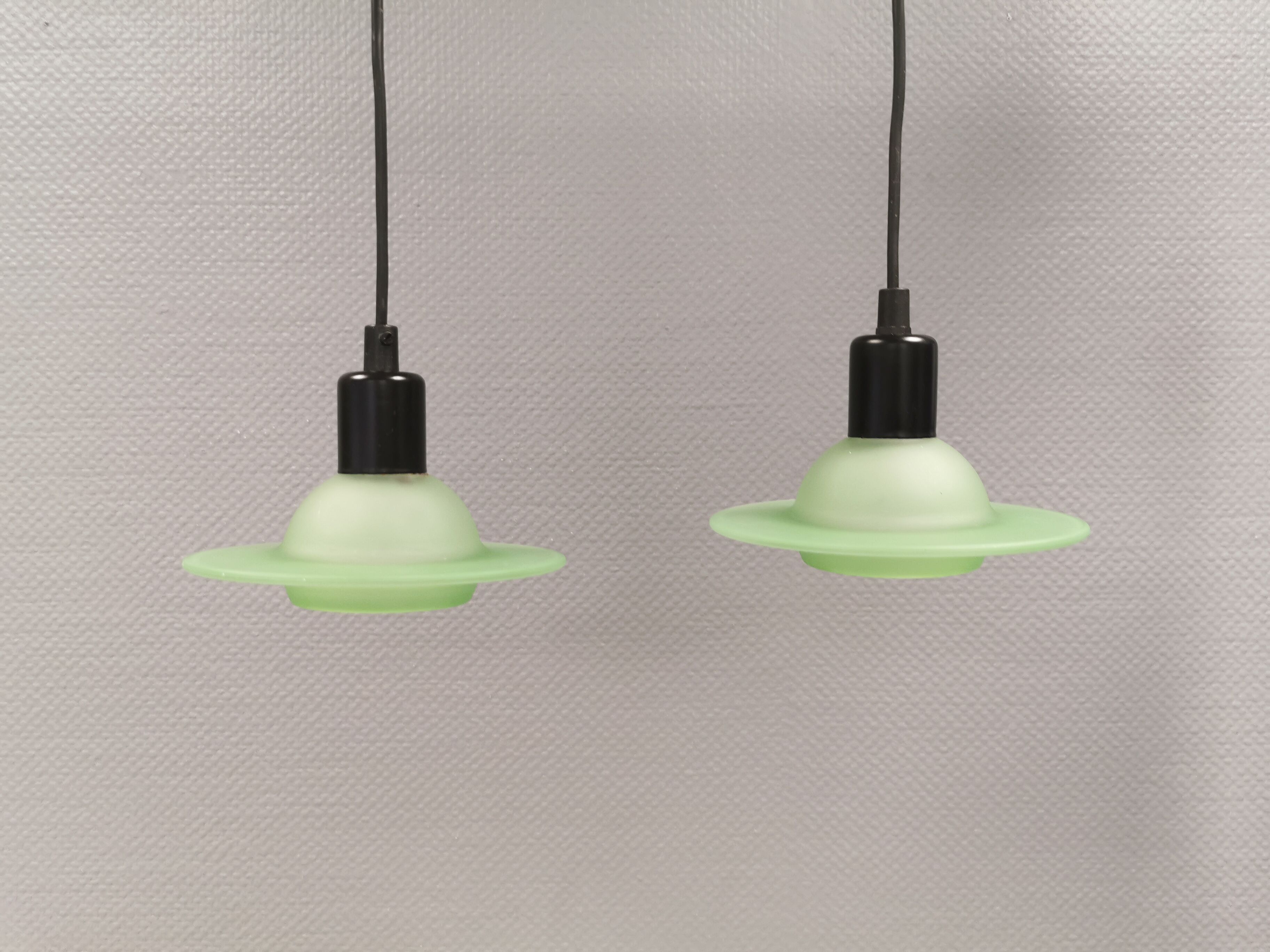Green glass UFO pendant lights from Design-Light, early 1990s in Denmark