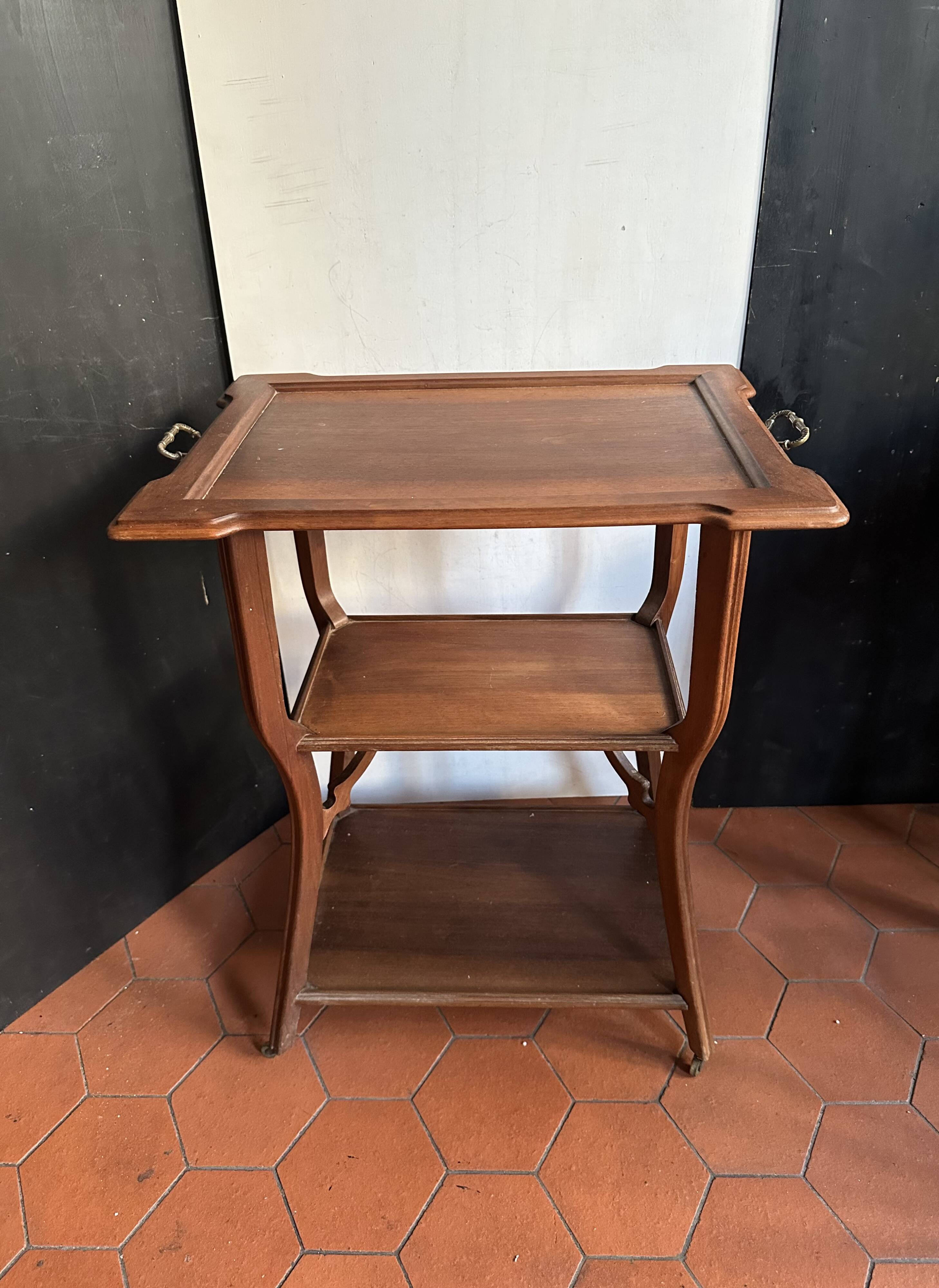 Walnut wheeled dessert trolley, circa 1900