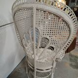 White wicker armchair