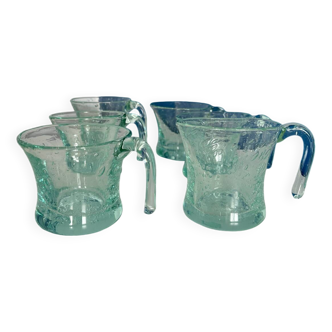 service tasse verre soufflé - tasse verre bullé vintage - mug verre bullé style biot verre transparent