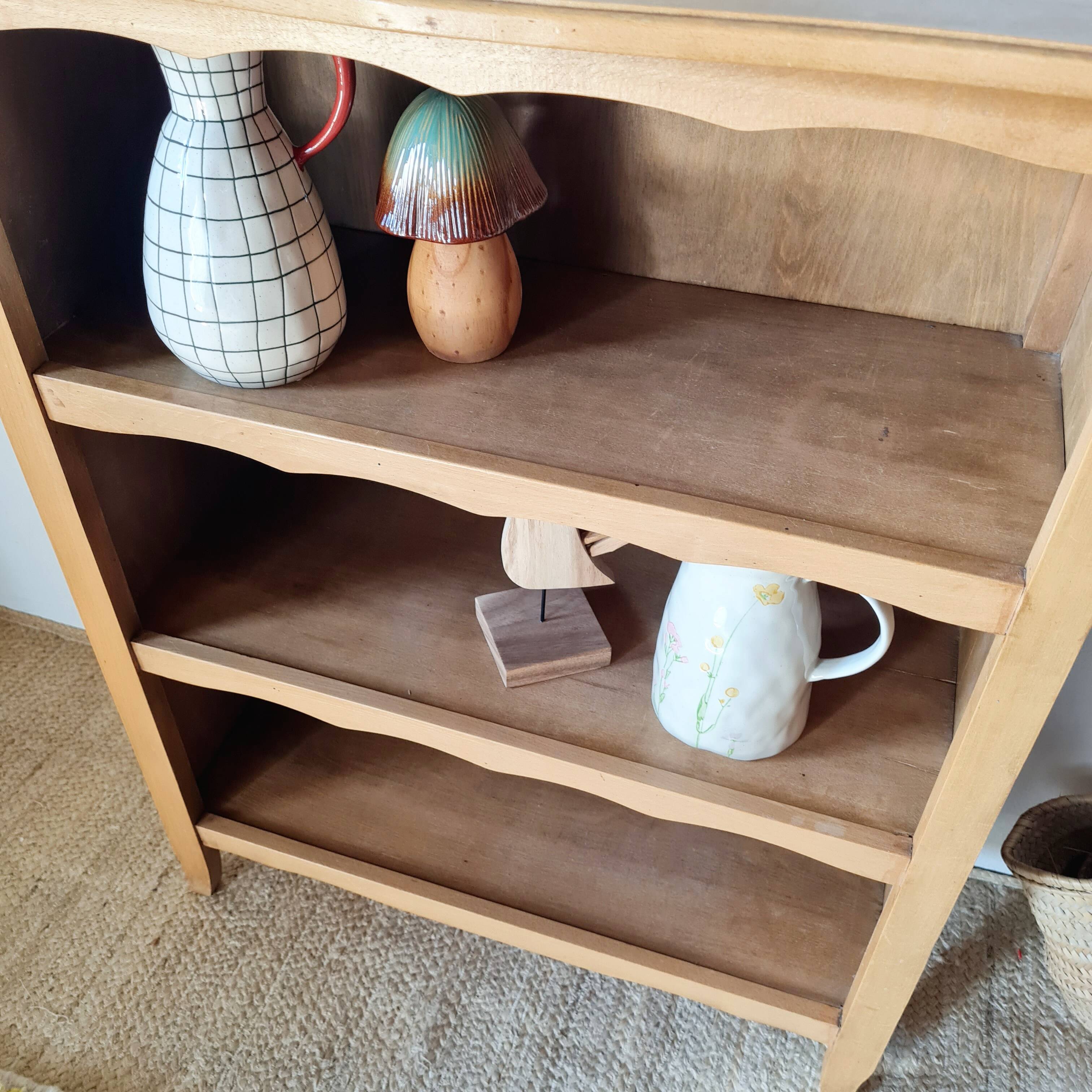 Honey-coloured antique wooden bookcase - antique library