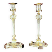 Maison Marnyhac - Pair of Candle Holders - Gilded & Chiseled Bronze - 19th Century