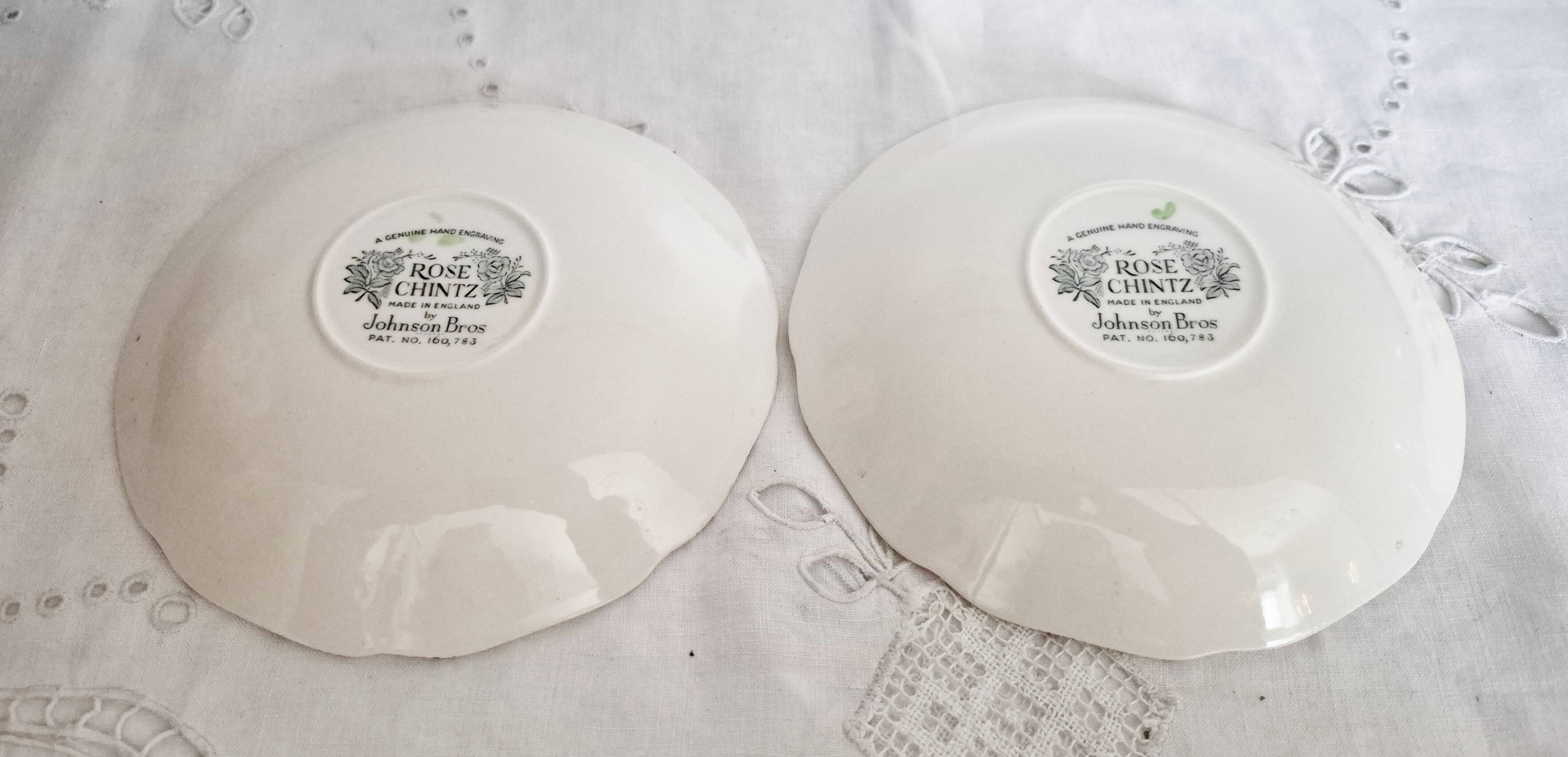 2 saucers or underplates Rose Chintz Johnson Bros