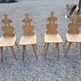 4 old Alsatian oak chairs
