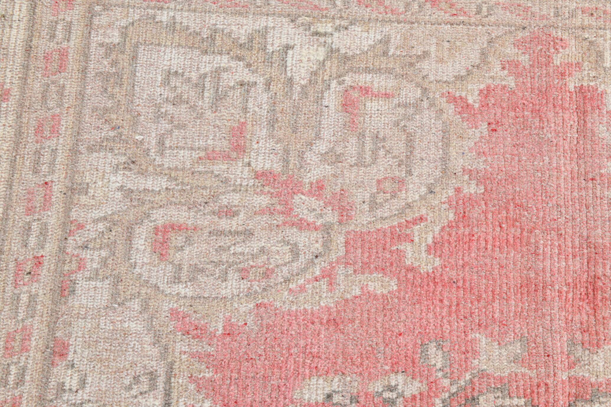 Soft Red & Beige Entryway Handmade Vintage Rug, 170x261 Cm