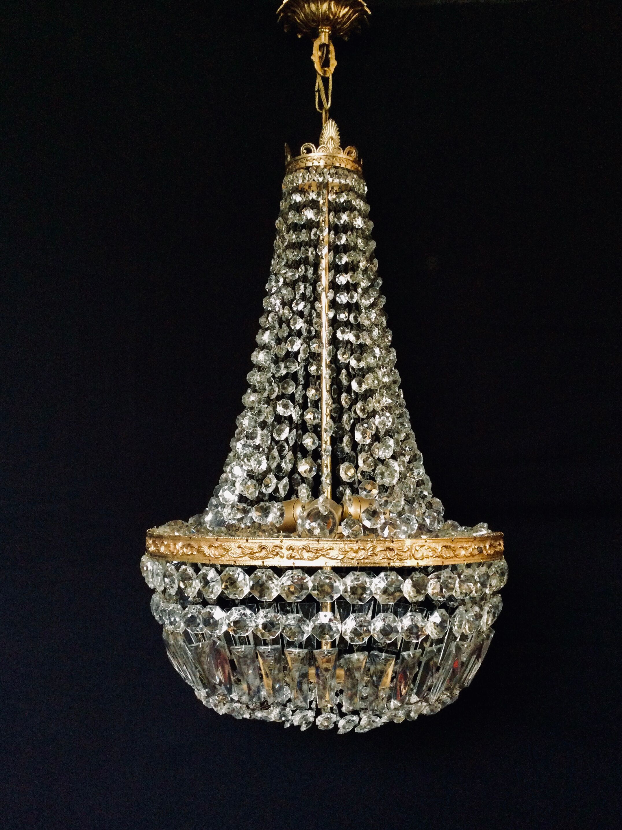 Bronze and crystal hot air balloon chandelier