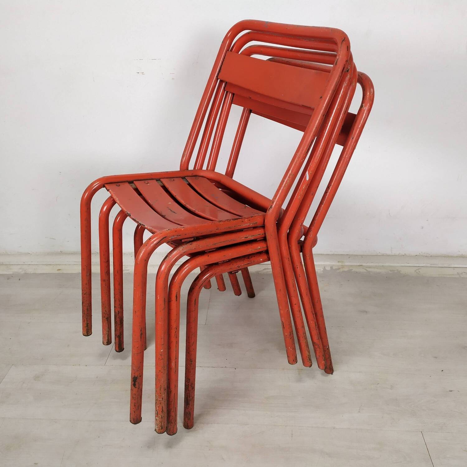 4 tolix metal bistro chairs