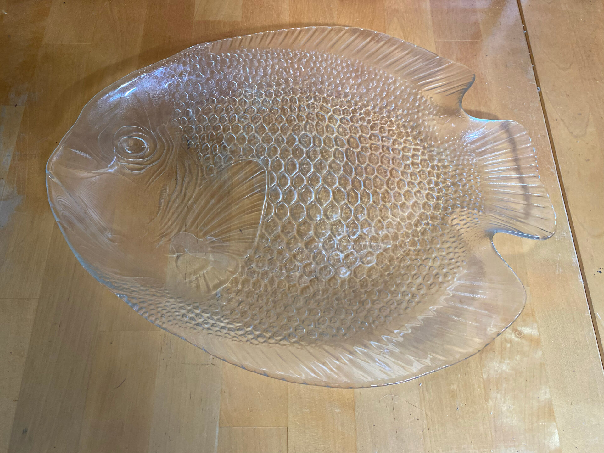 Plate + 5 ARCOROC Fish Shape Glass Mould Plates + Vintage Box #