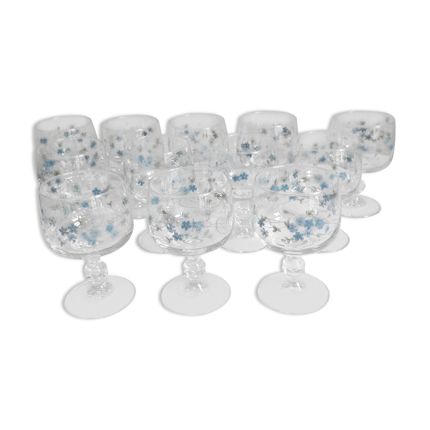 12 vintage myosotis model wine glasses