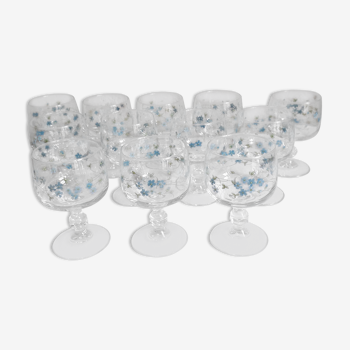 12 vintage myosotis model wine glasses