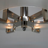 Functionalist 6-flamming Nickel-plated Chandelier, 1930s