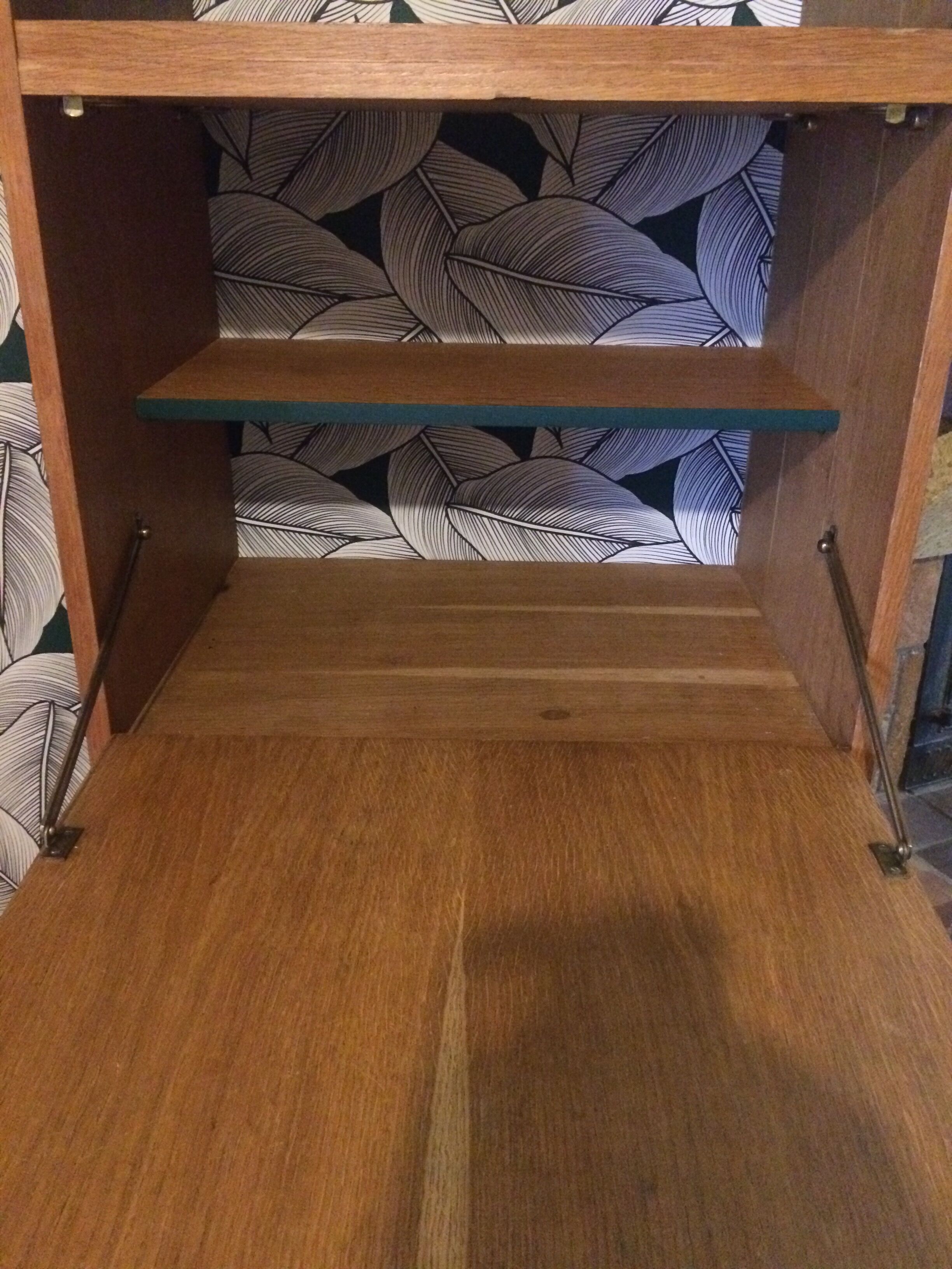 Secrétaire armoire bois en chevrons