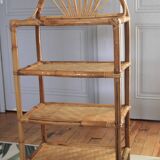 Bamboo and woven straw shelf