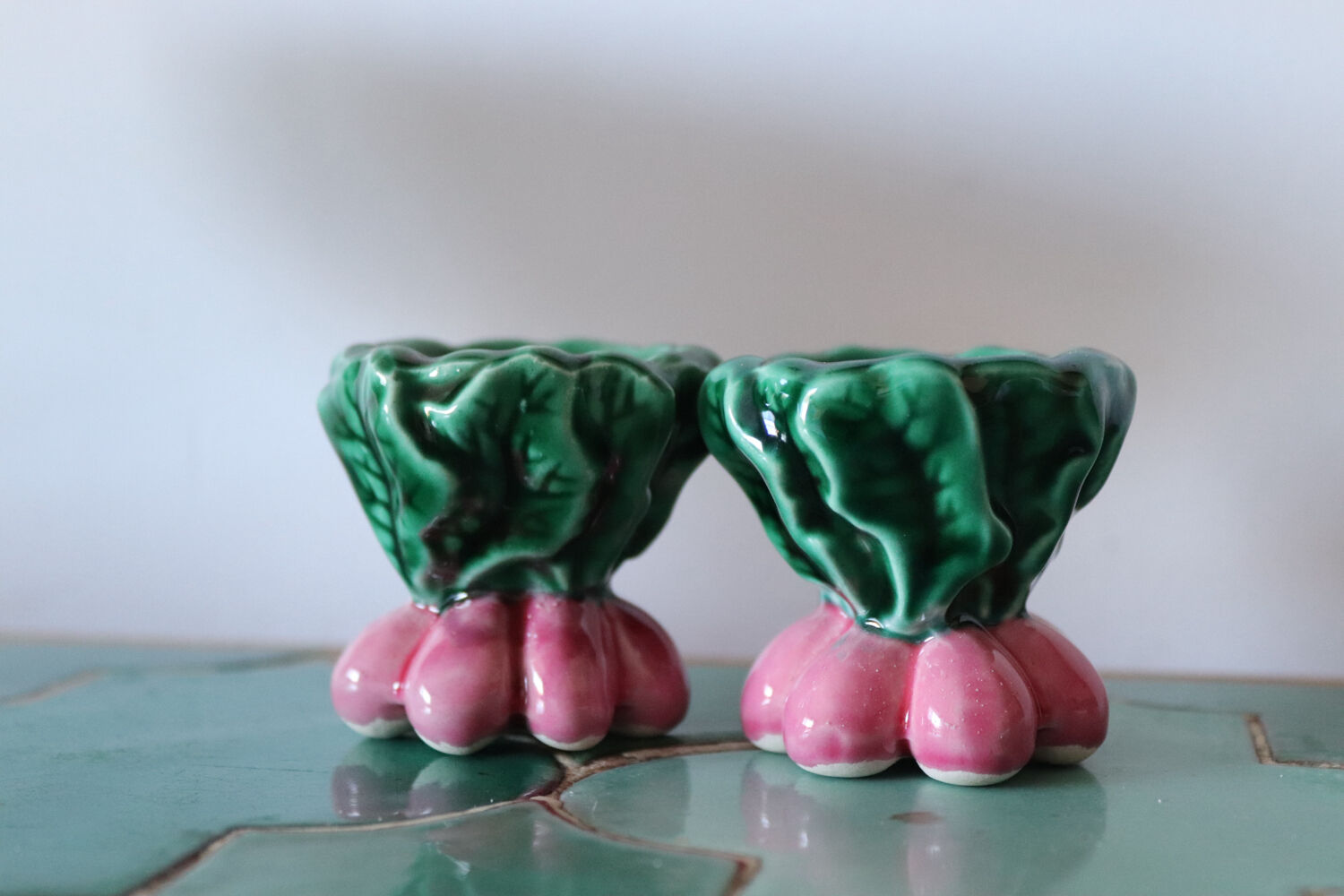 Pair of antique ceramic egg cups