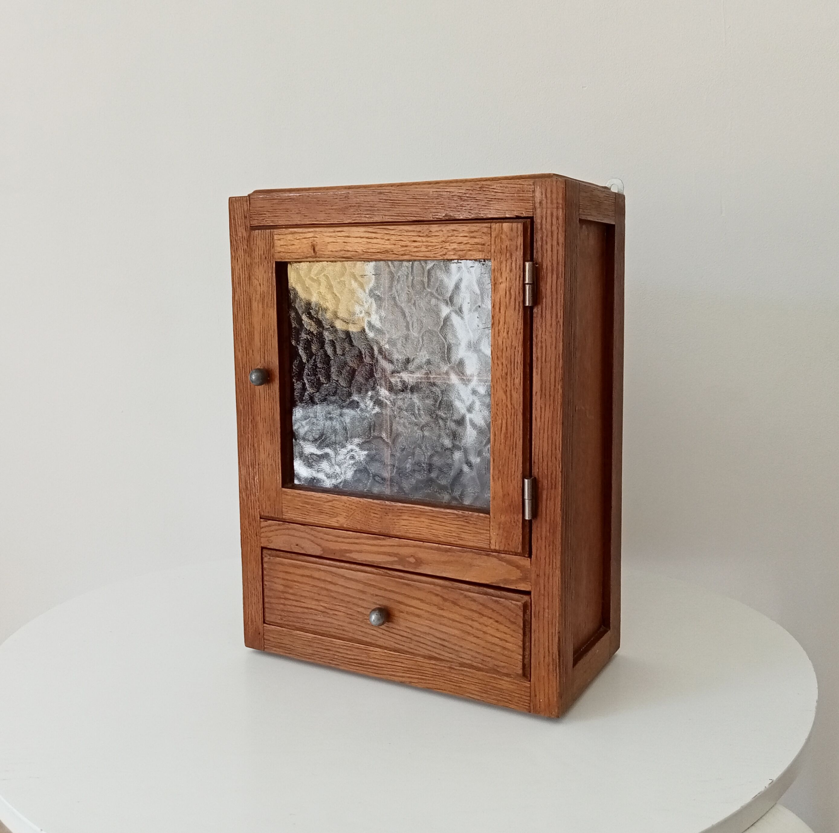 Vintage solid oak medicine cabinet