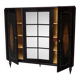 Art Deco style walnut veneer wardrobe – 4 doors and mirror