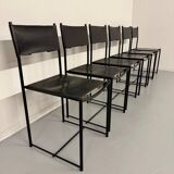 6 chaises en cuir « 101 » design italien Belotti Alias 1980 vintage
