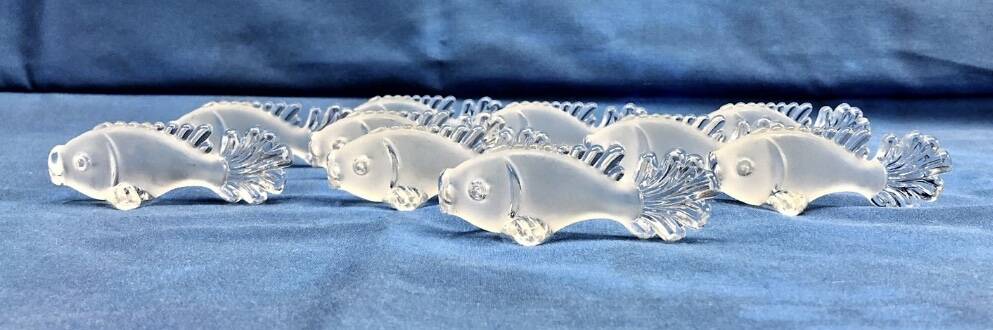10 Art Deco fish knife holders signed YER