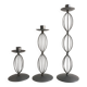 Trio of Candleholders Contemporary Candlesticks Design Metal Old Silver
