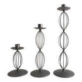 Trio of Candleholders Contemporary Candlesticks Design Metal Old Silver