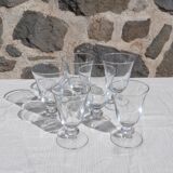 Set of 6 conical glasses with glass ball feet