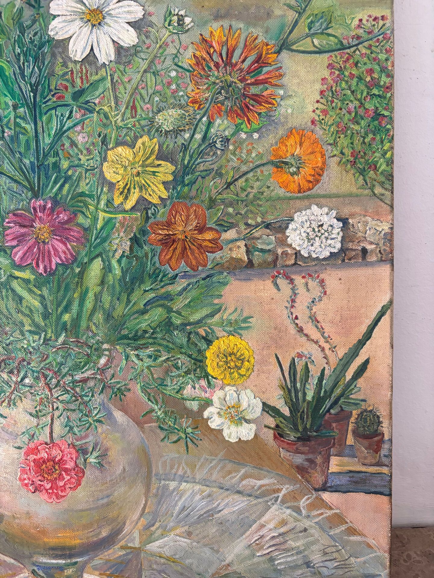 The cross bouquet, oil on canvas signed Maurice Bouillot 1947