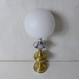 Lampe champignon argent laiton pate de verre