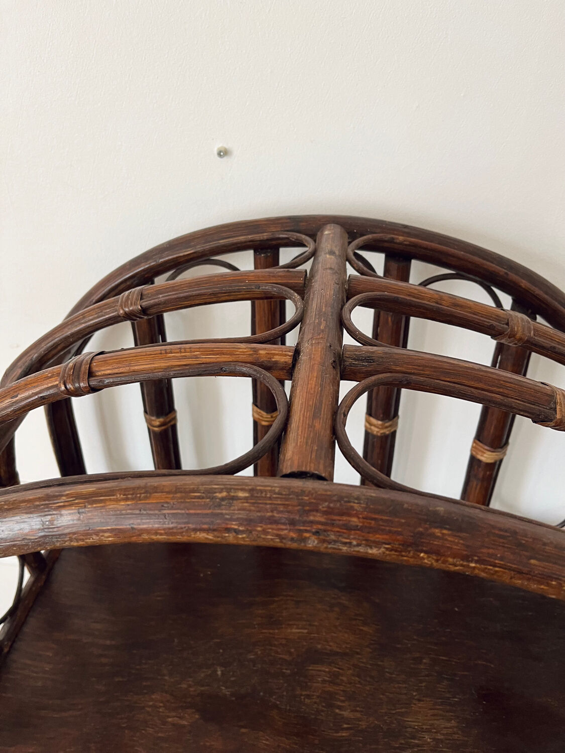 Vintage rattan and caning shelf bookcase