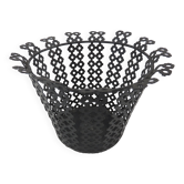Cache pot en métal perforé noir années 50 60