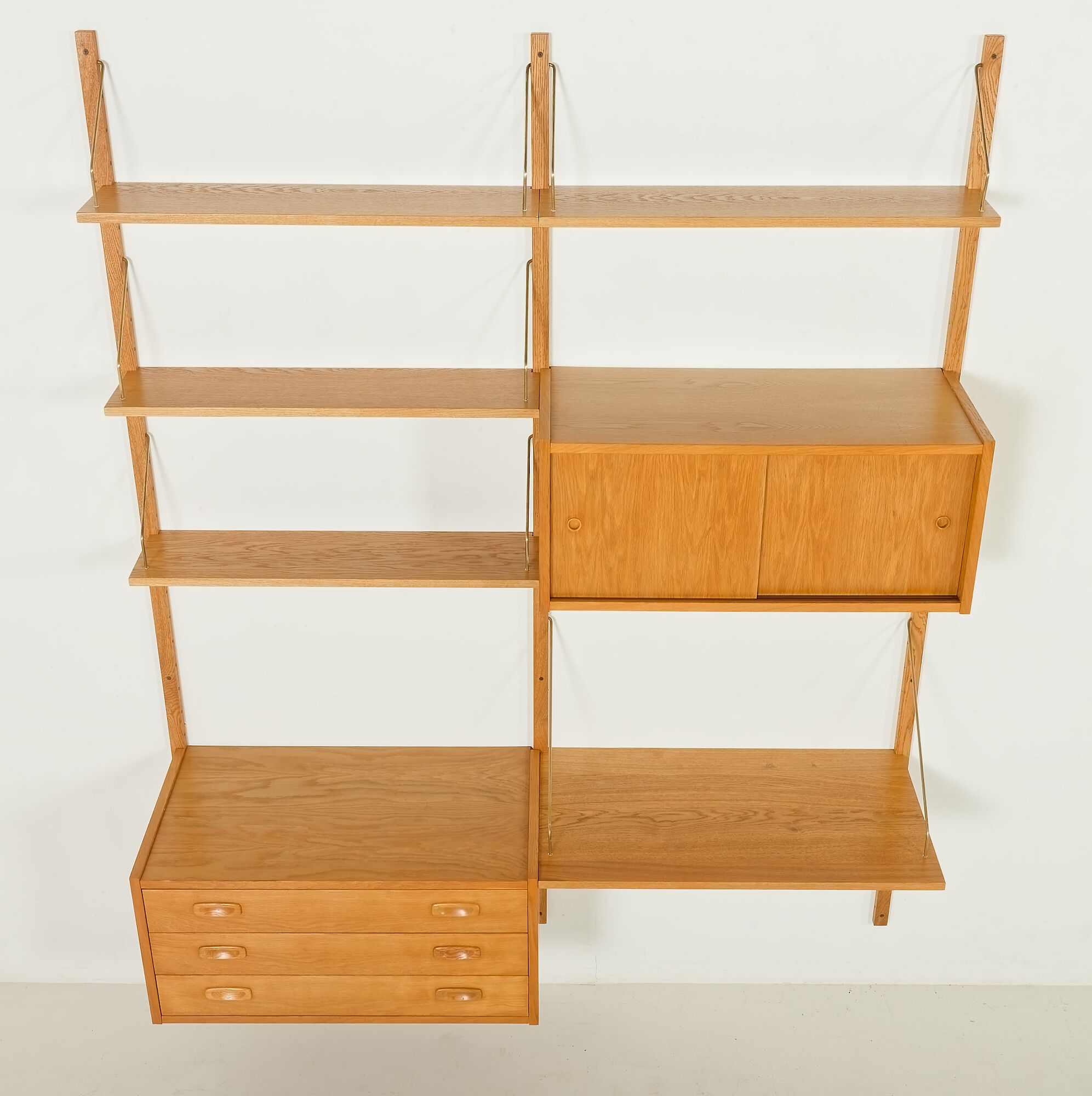 Preben Sorensen Danish oak wall unit by PS System, Randers, 1970s