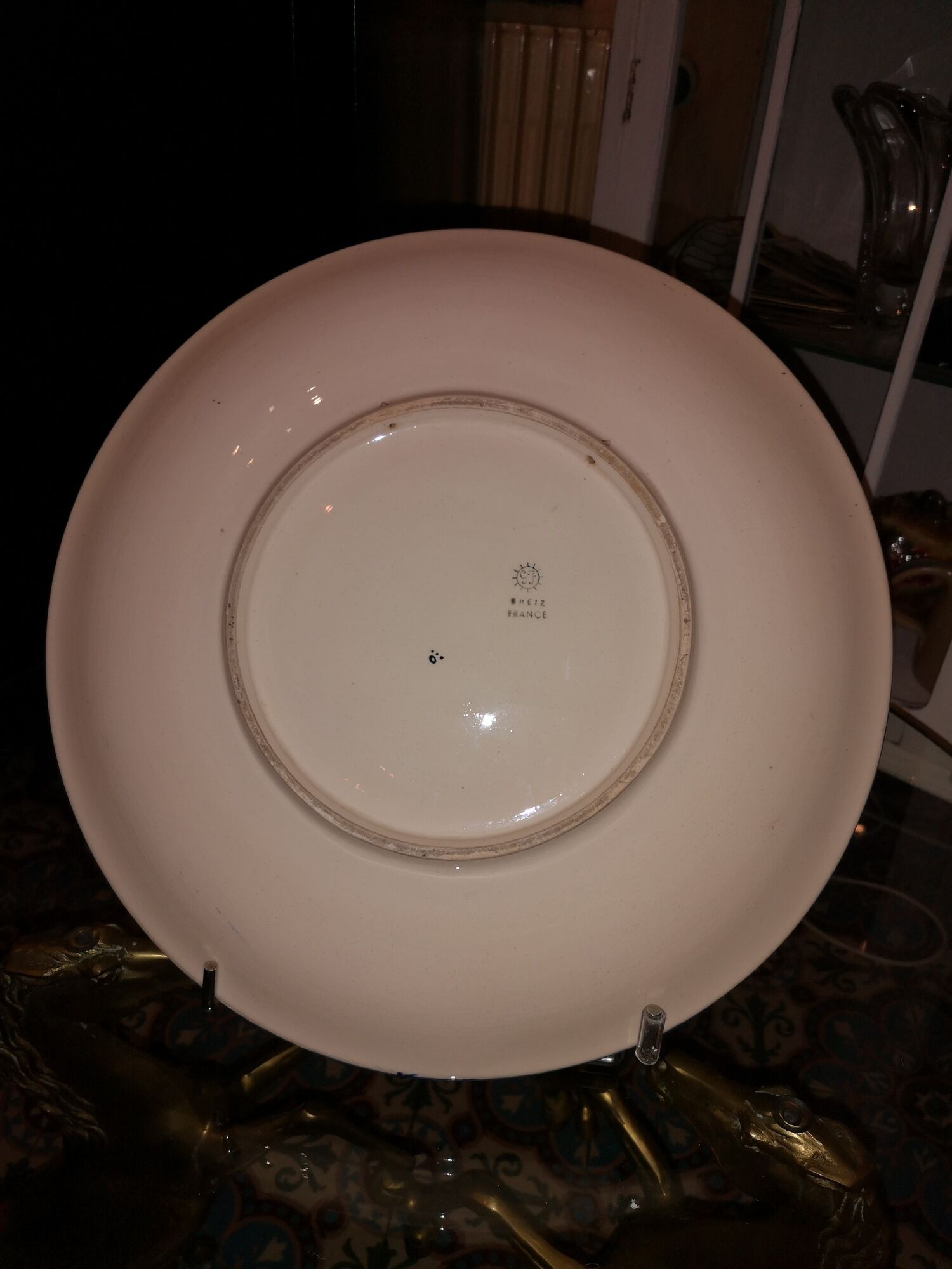 large wall dish in earthenware by Desvres Breiz Gabriel Fourmaintraux art deco