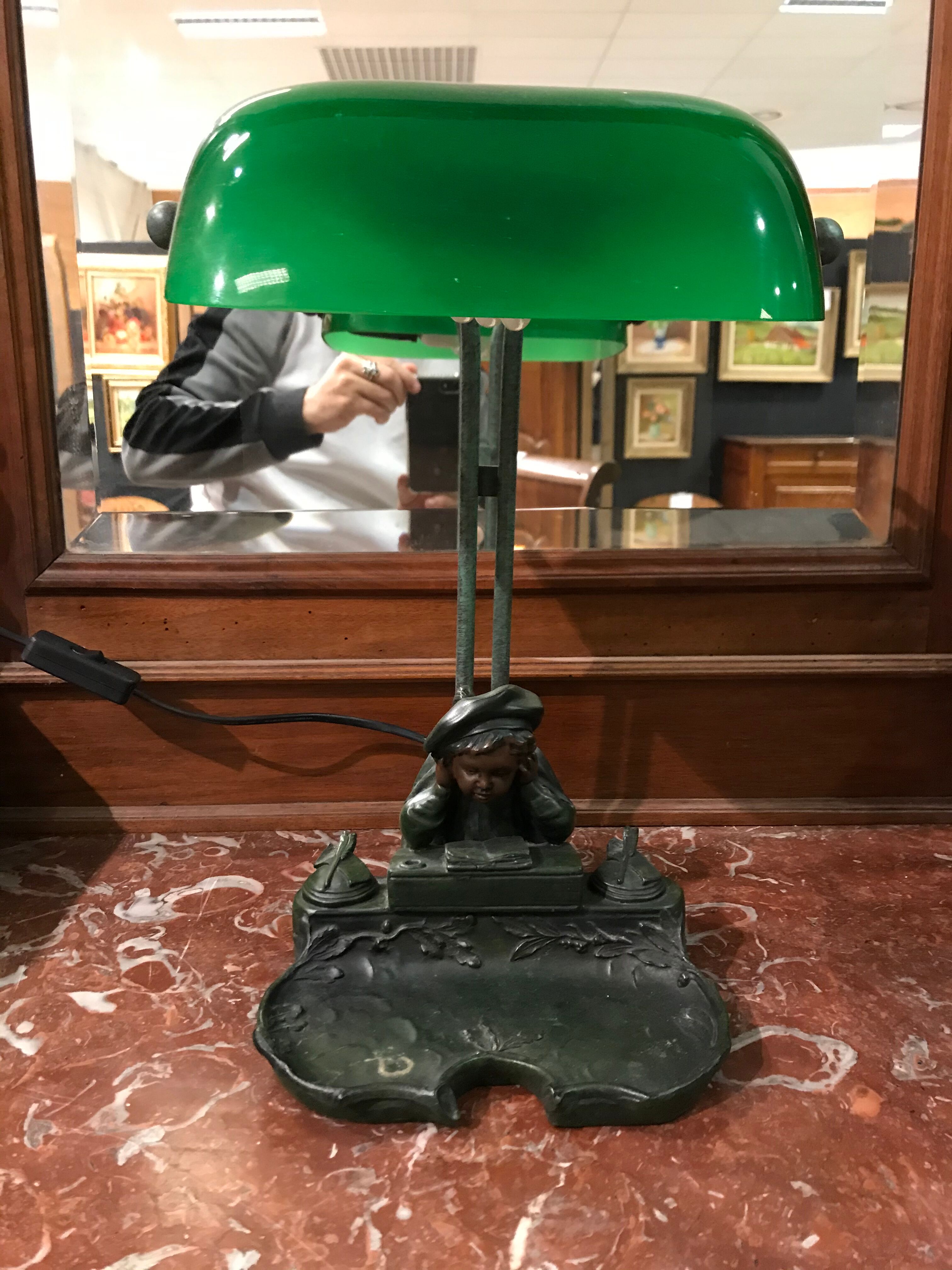 Art Nouveau bank lamp Augustin Moreau