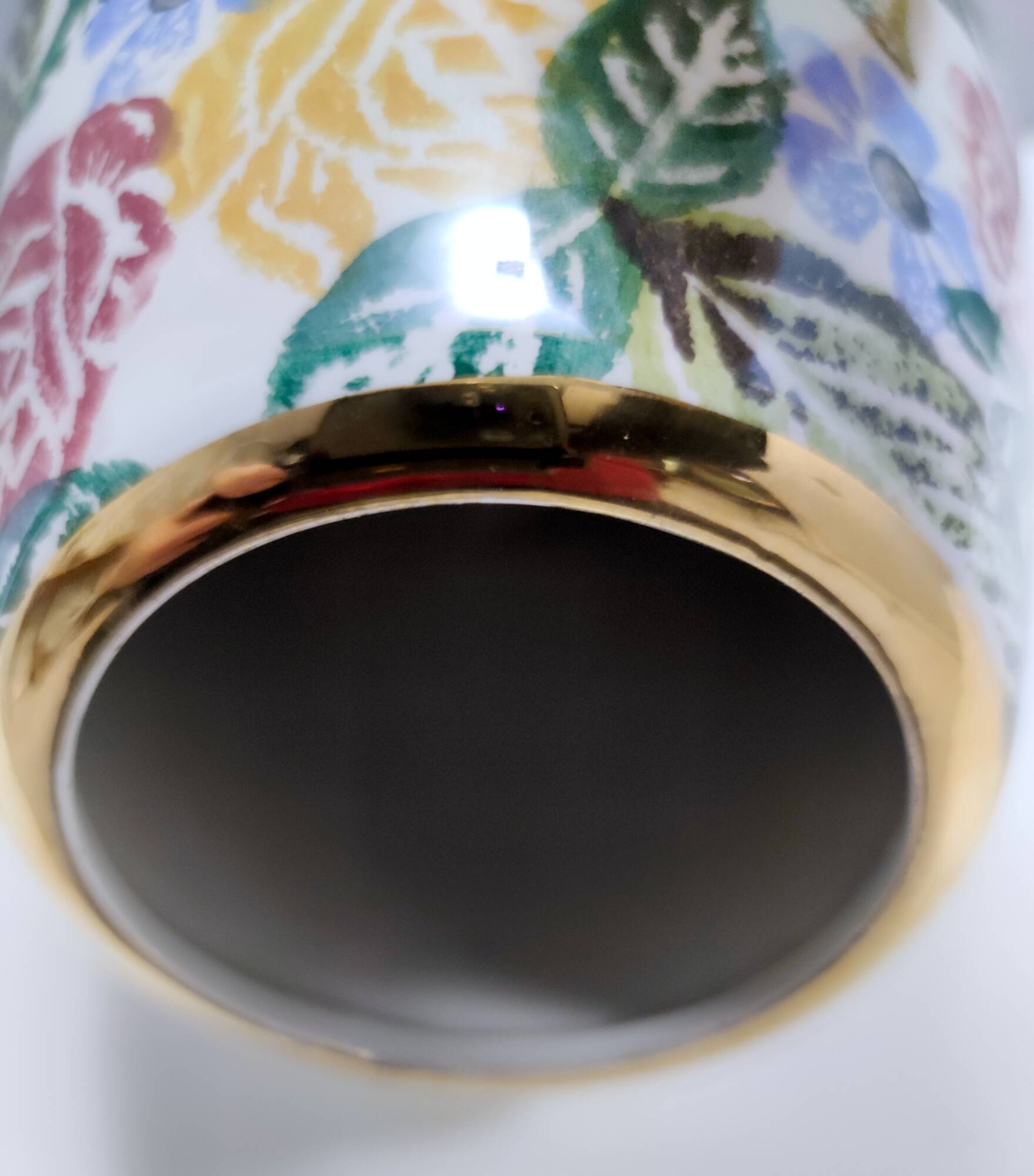 Painted Porcelain Flower Vase by Bassano with a Floral Pattern, Italy