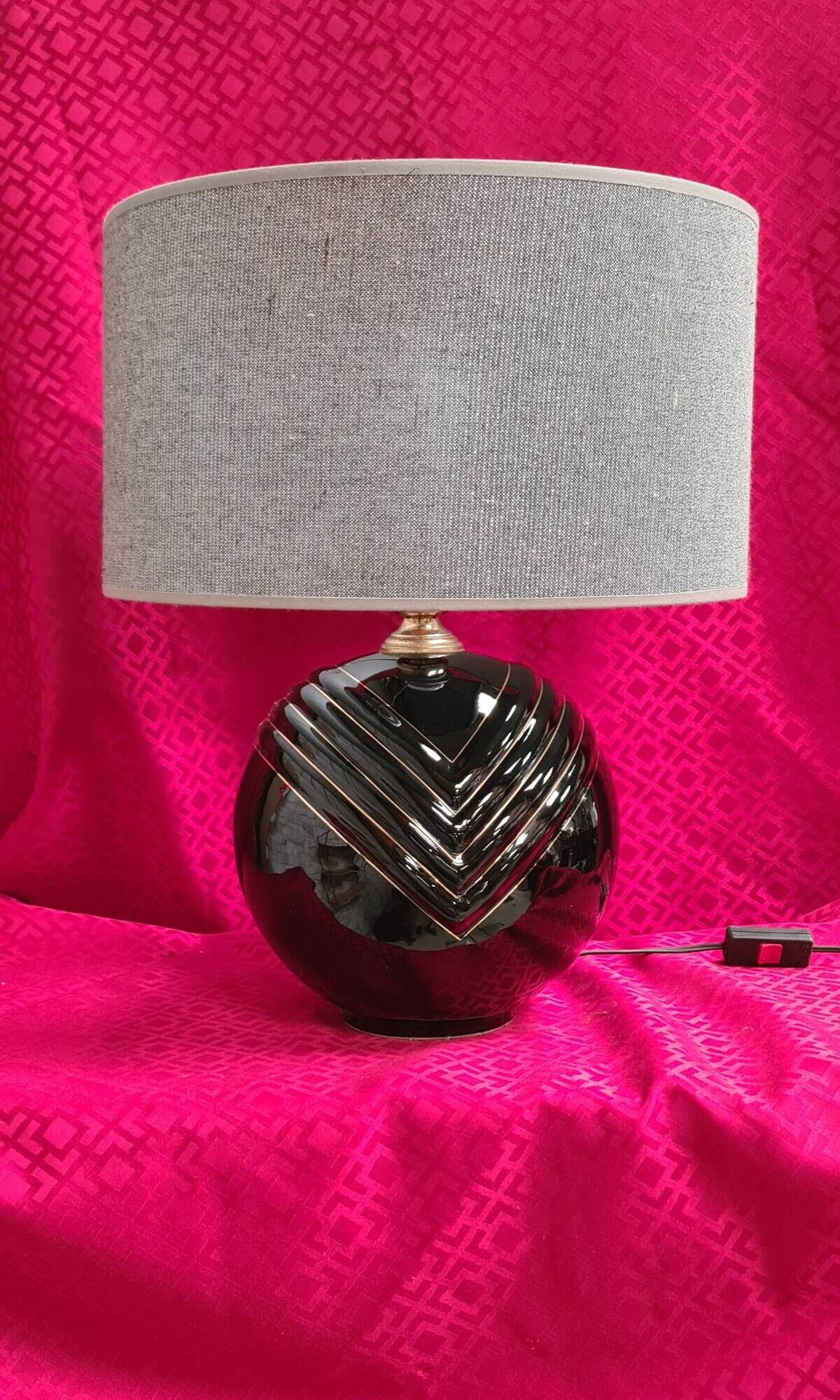 70s ceramic ball lamp with edging h42x35 elec ok check