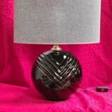 Lampe 70s boule ceram avec liseret h42x35 elec ok verifier